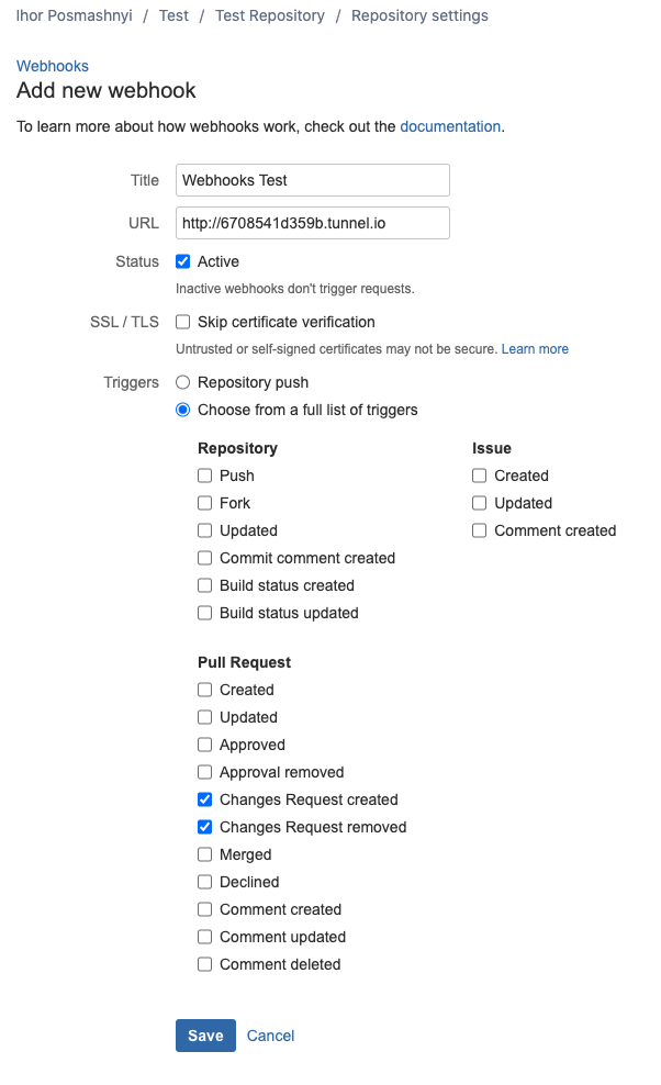 Repository Settings page