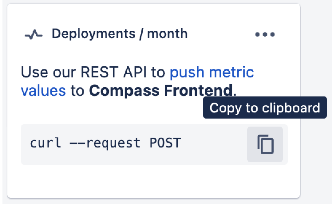 Image of the option to copy the cURL command from a metric tile having no metric value.