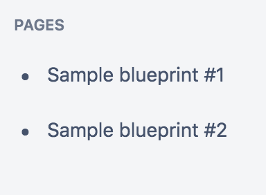 Sample pages created from a blueprint