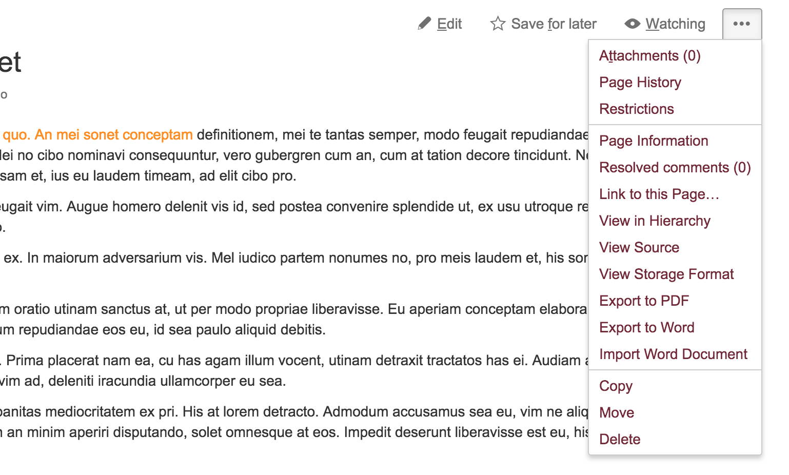 red page menu text