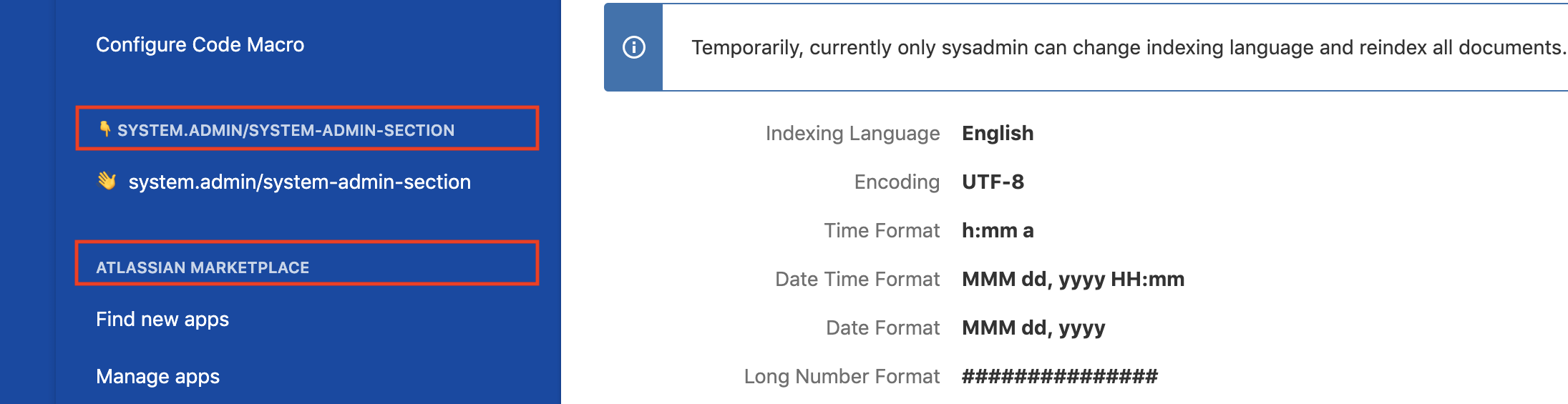 Global admin settings web sections