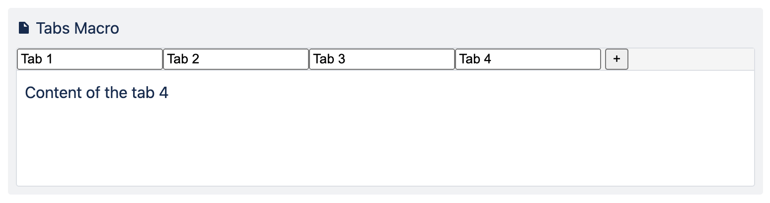 Tabs macro in editor. Result