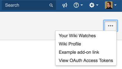 User profile page dropdown