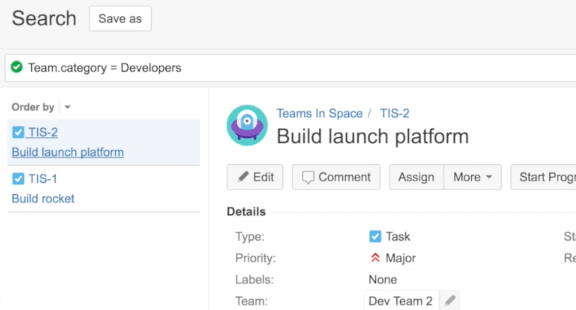 Searching by Team field