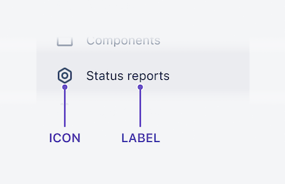 Sidebar menu item with app icon on the left followed by menu item label