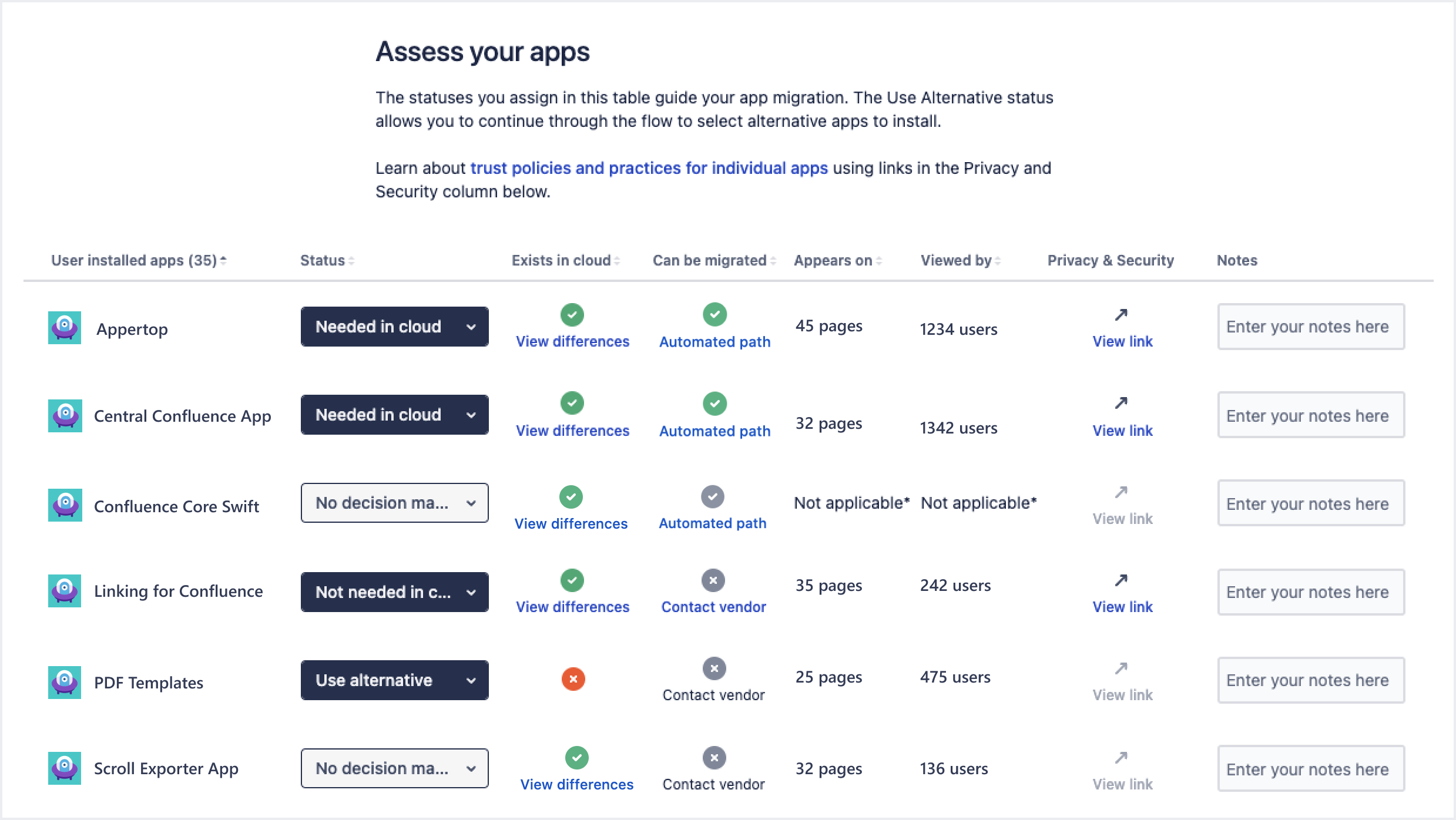 Assess your apps screen