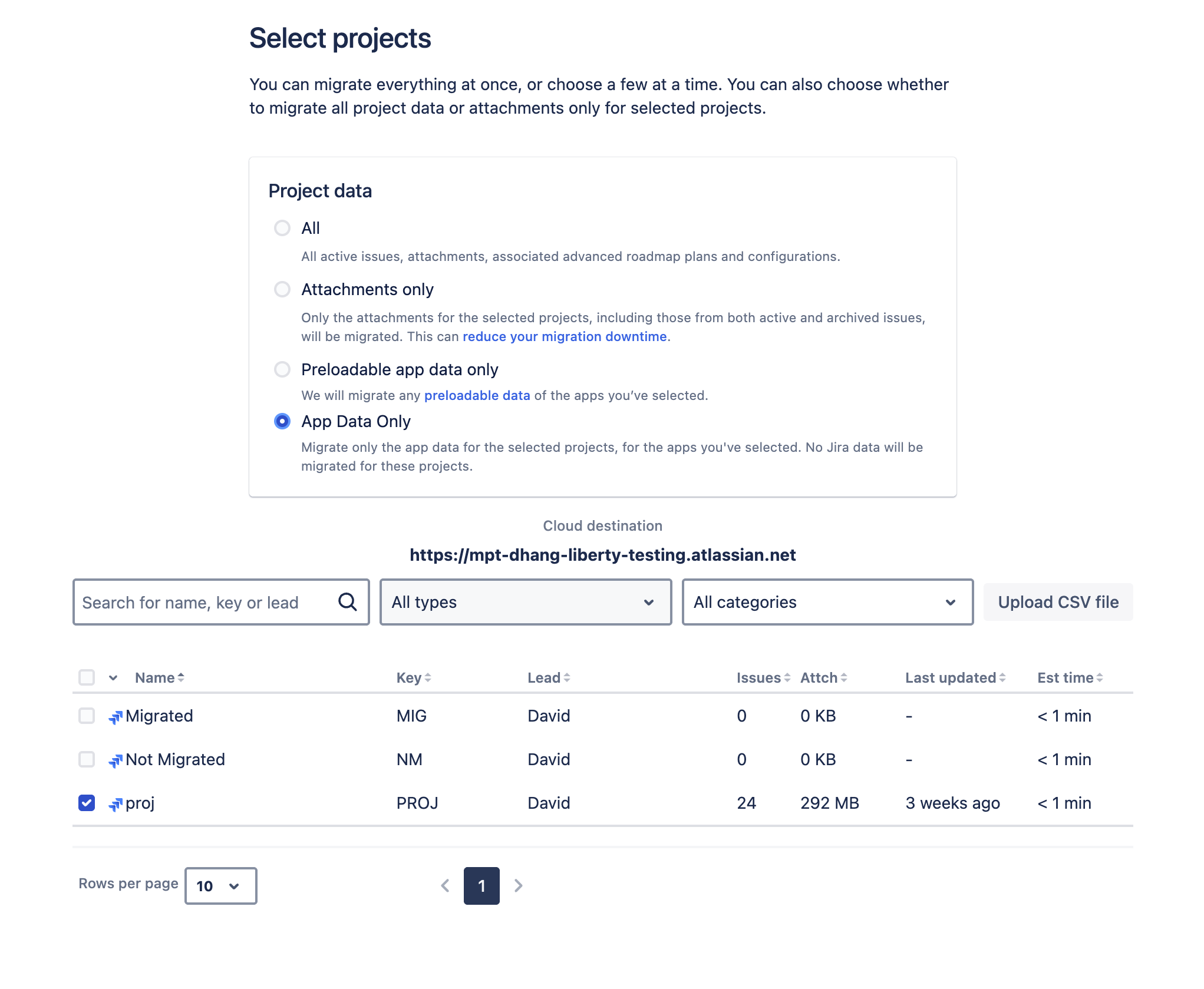 Selecting All project data for precondition migration