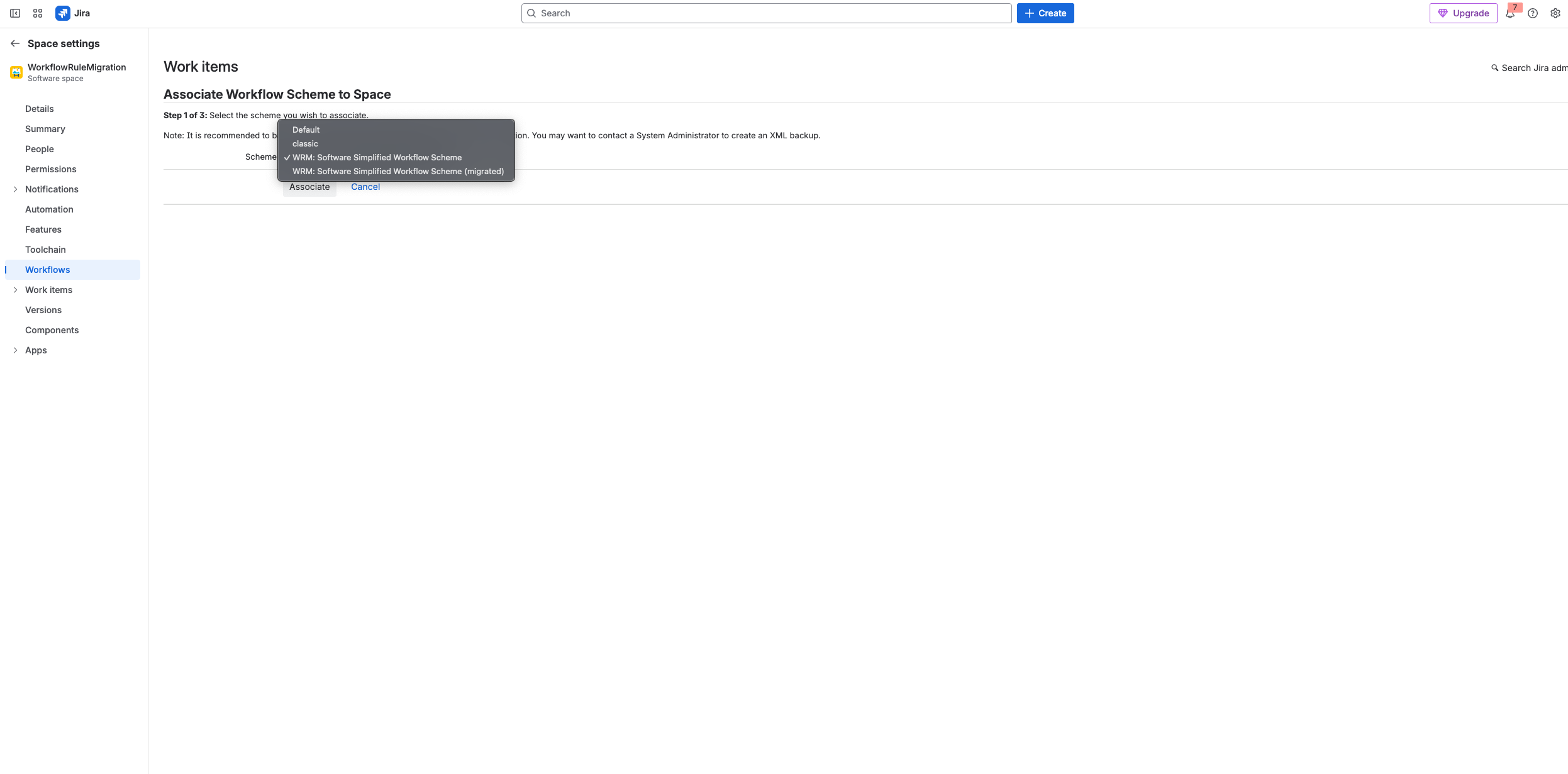 Click switch scheme and select the workflow scheme with (migrated) prefix