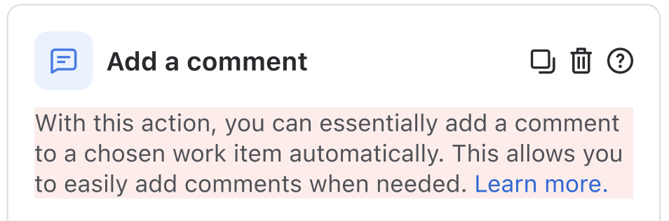 Example of incorrectly formatted action name