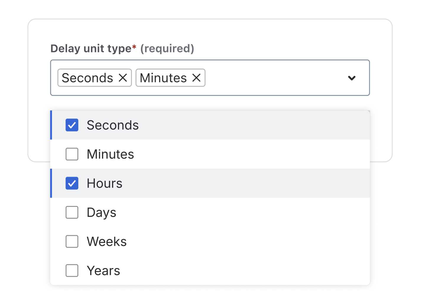 Example of multi-select dropdown with many options