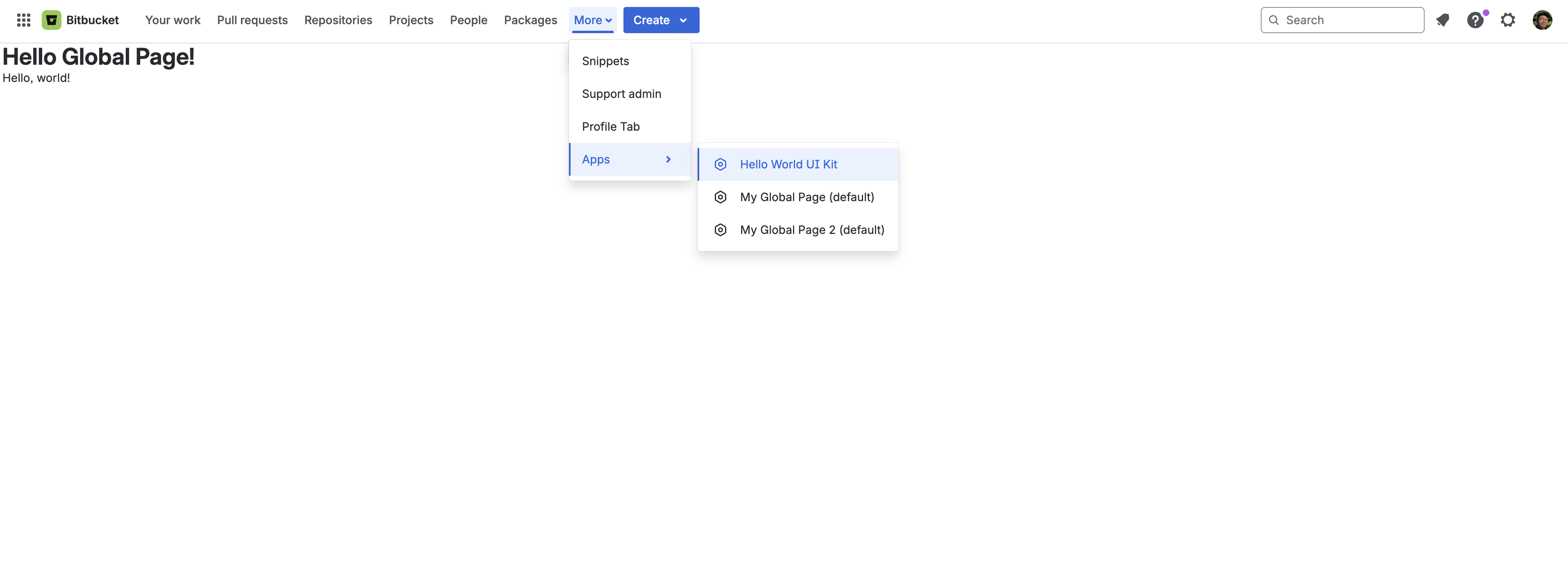 Example of a workspace global page