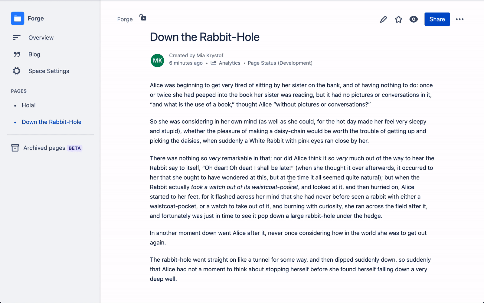 Example of a Content byline item