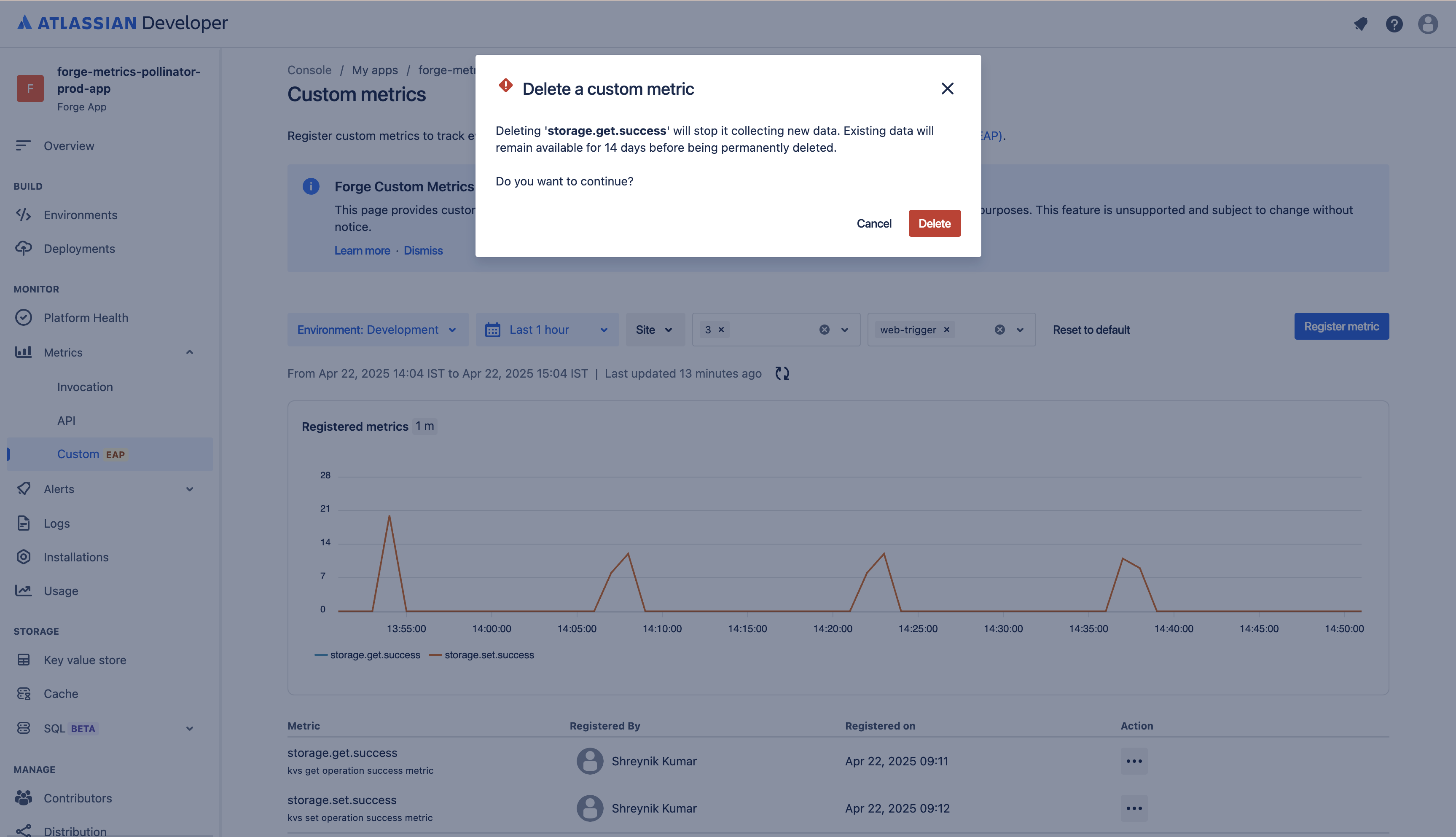 Custom metrics unregistration