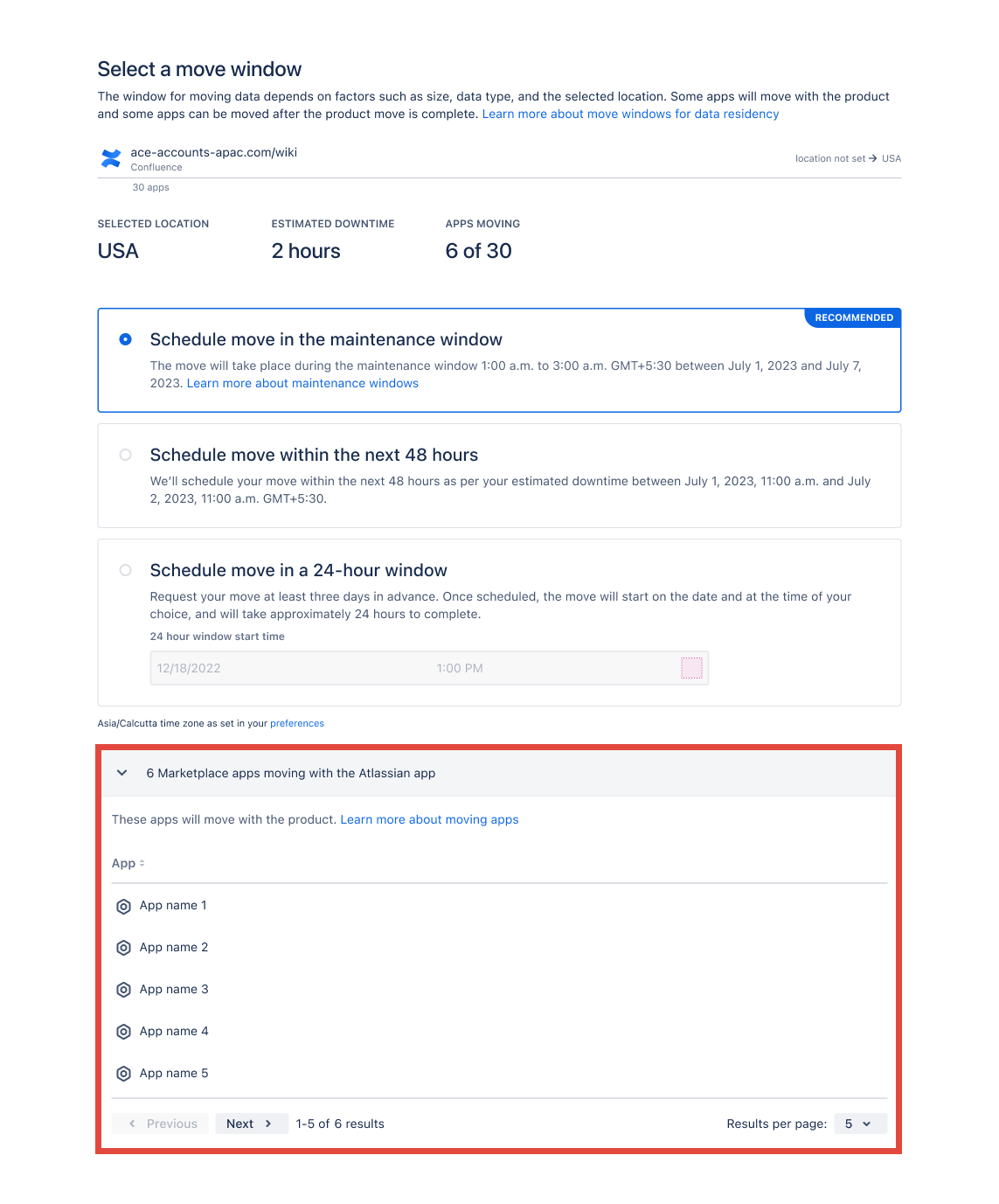 Eligible apps moving with the Atlassian app
