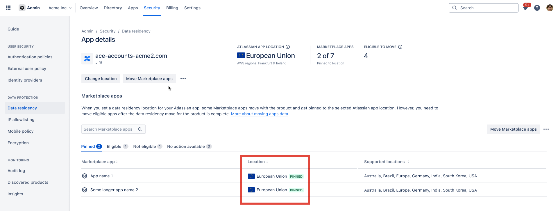 App pinned to same location as Atlassian app