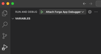 Image of play icon in Run and Debug panel