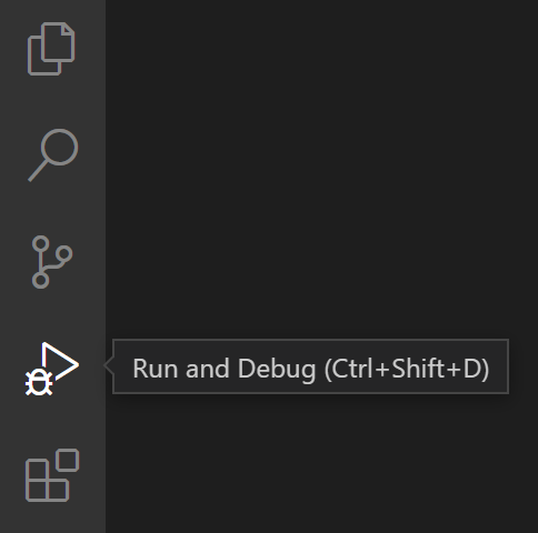 Image of the Run and Debug icon view from the activity sidebar