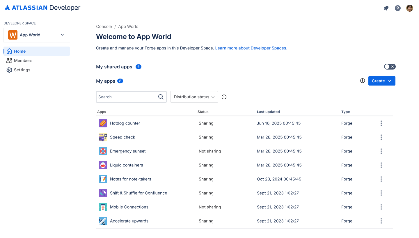 Developer Space Home