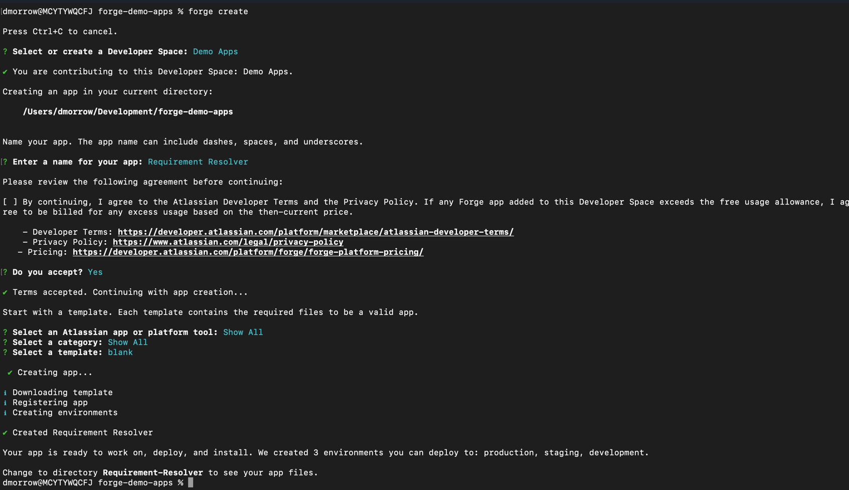 Initial Forge CLI commands
