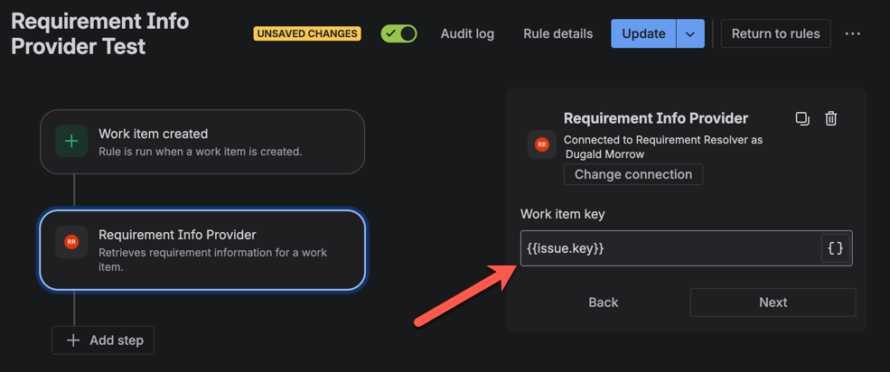 Add the work item key