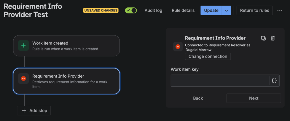 Add the action Requirement Info Provider