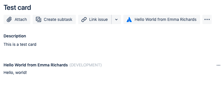 A Jira issue displaying a Custom UI forge app