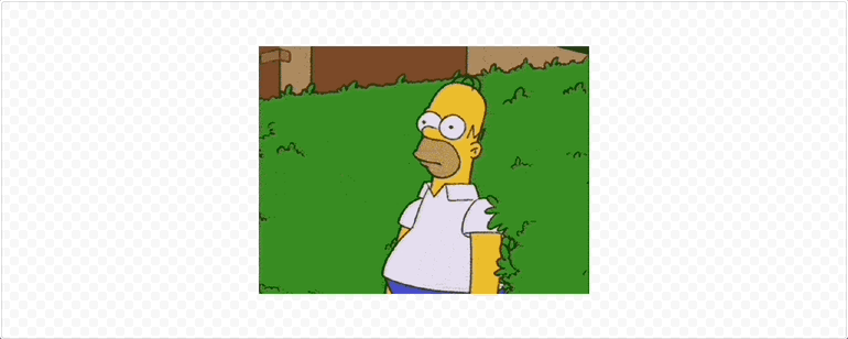Example of an animated GIF depicting Homer Simpson retreating into bushes, referencing the popular 'Homer Simpson disappearing' meme