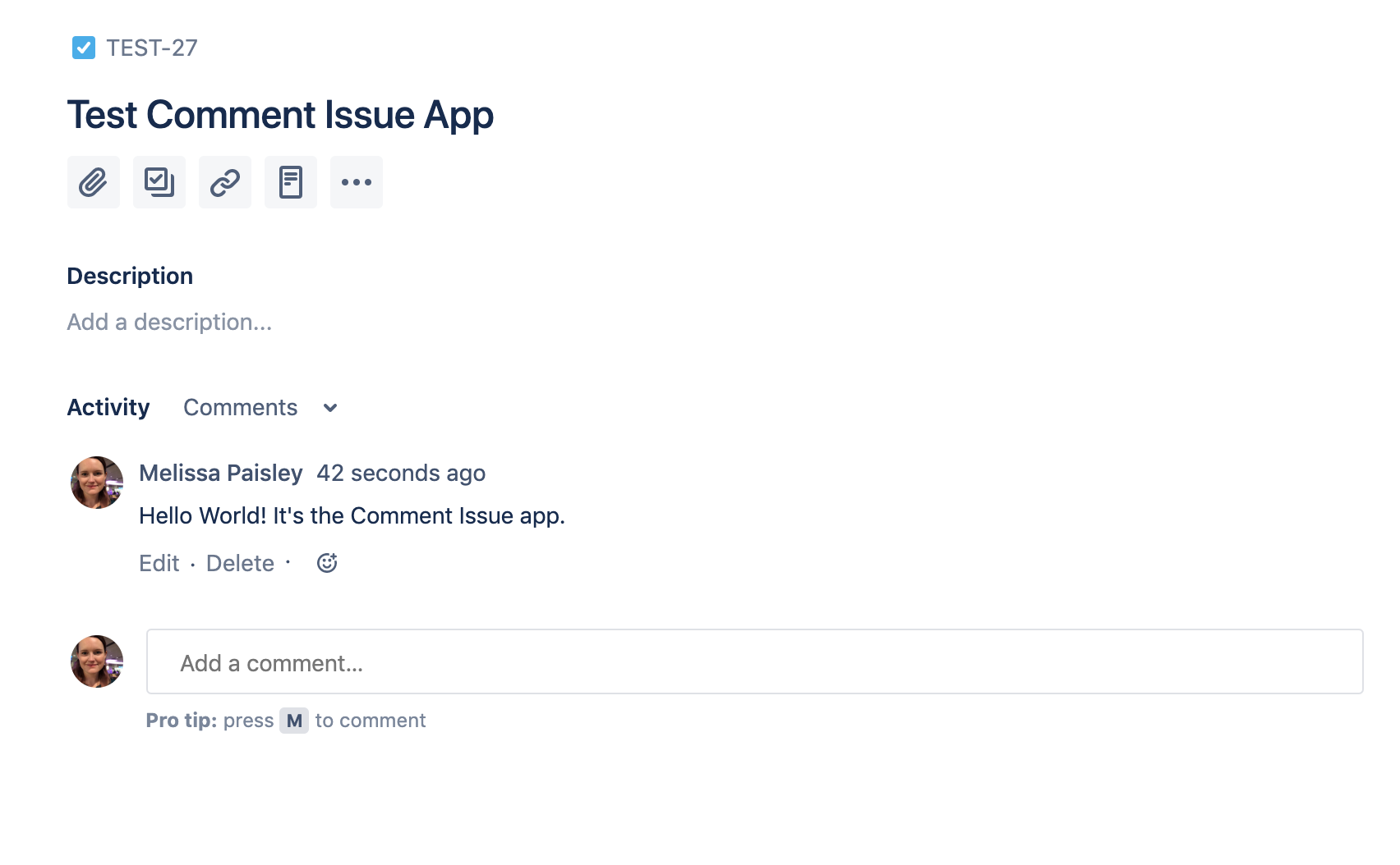 The final app displays on a Jira issue