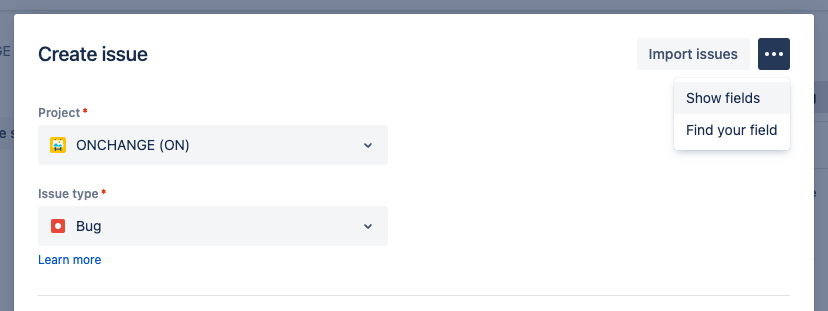 Global issue create > show fields