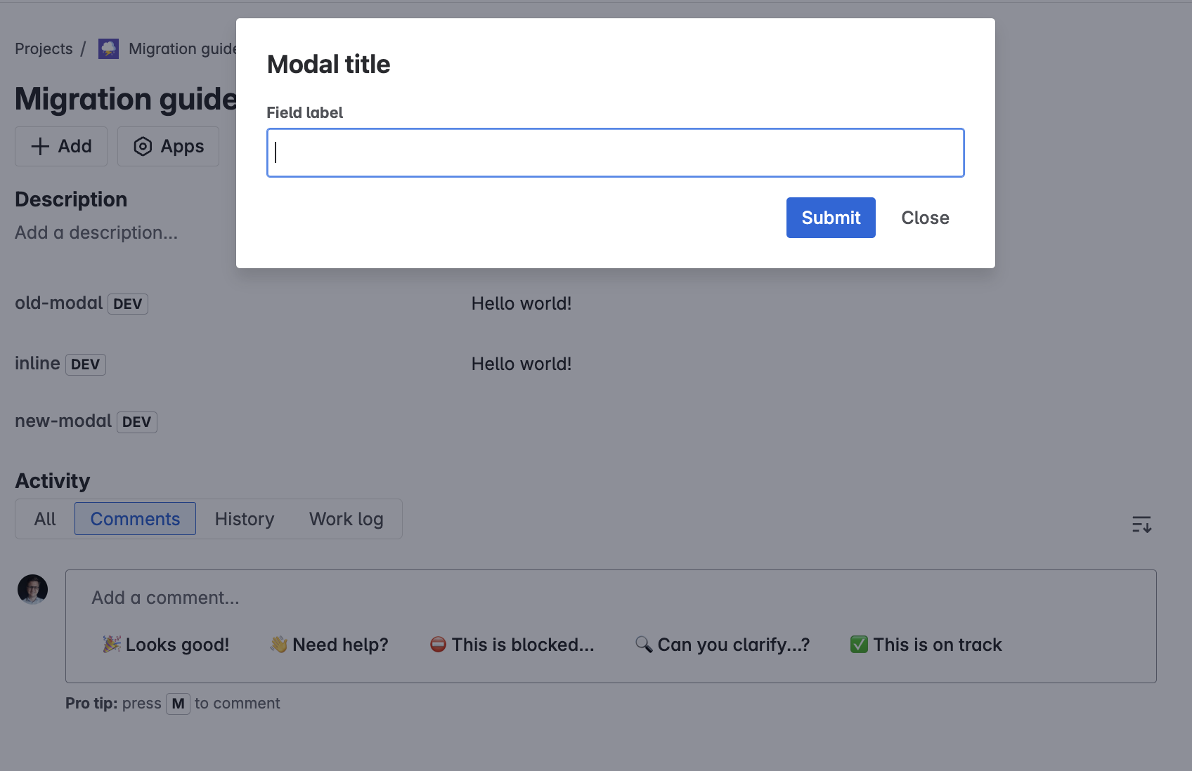 Updated experience to modal edit
