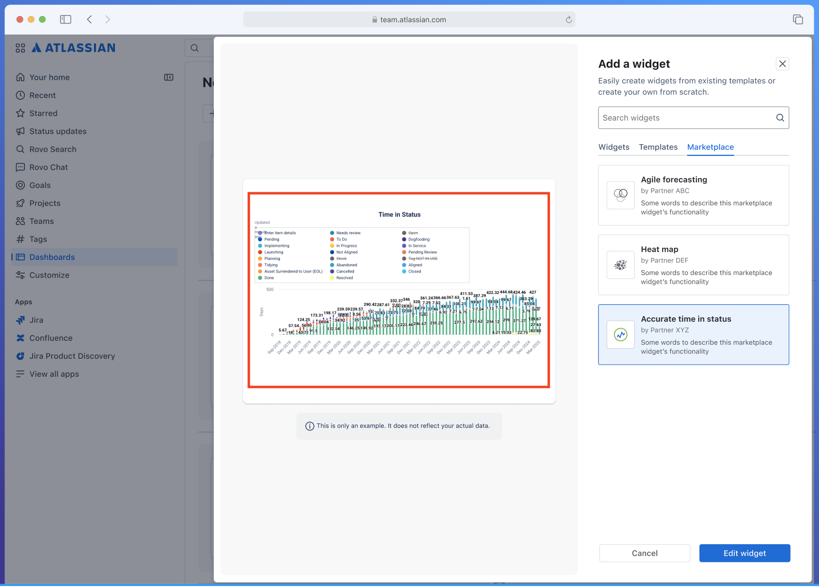 Widget list interface