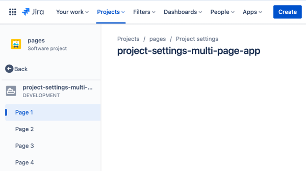 Multiple project settings page