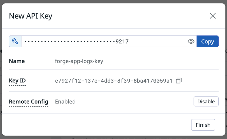 Datadog copy API key