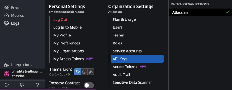 Datadog Organization Settings API Keys
