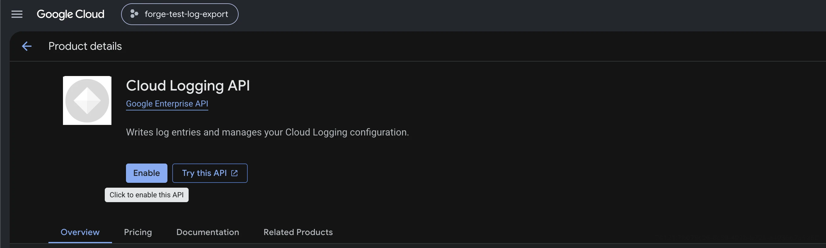 Enable Cloud Logging API
