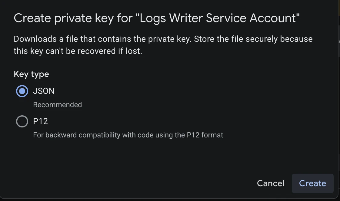 Select JSON key type