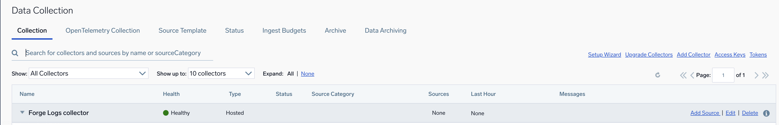 Sumo Logic collector created
