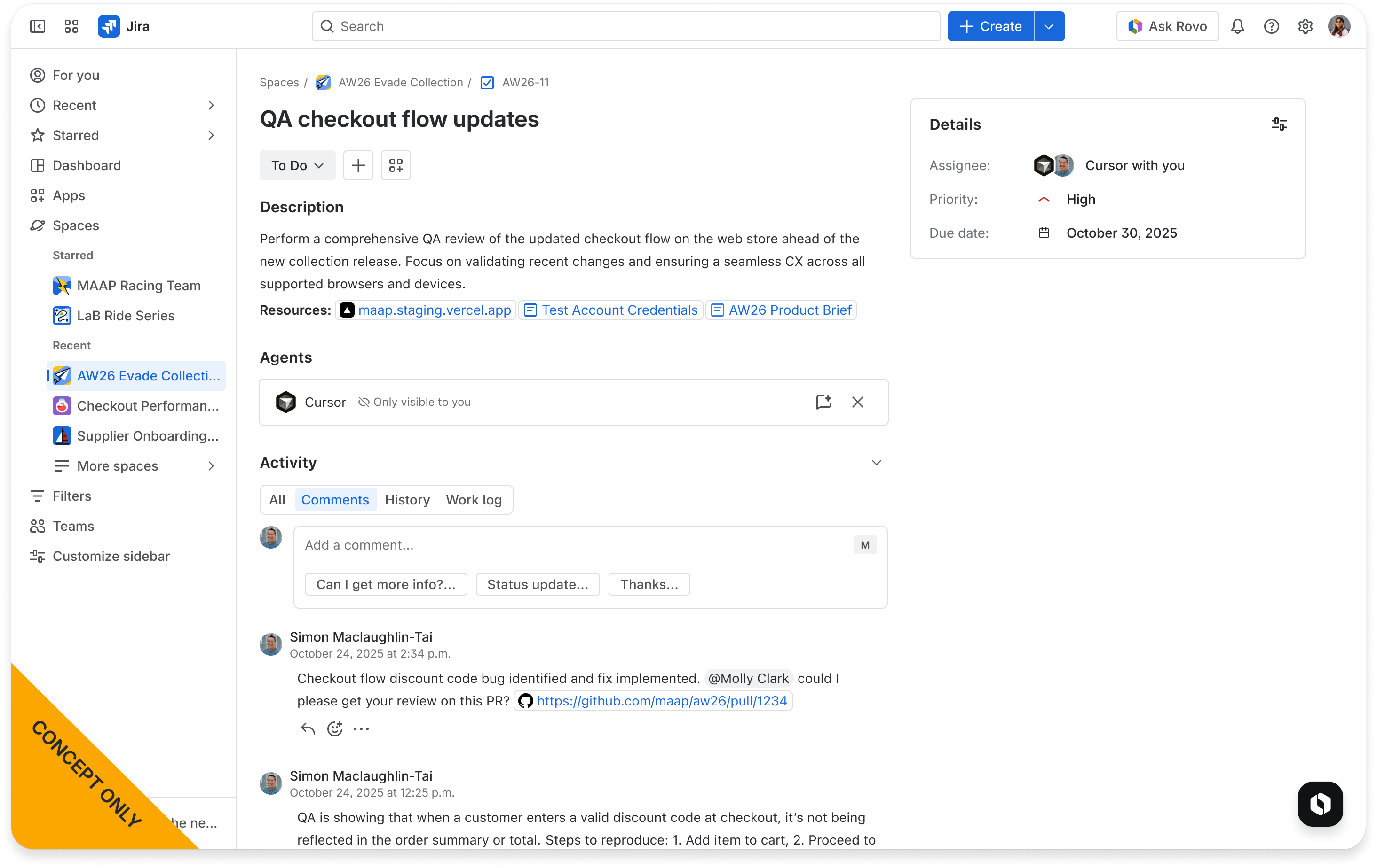 User posts comment on work item