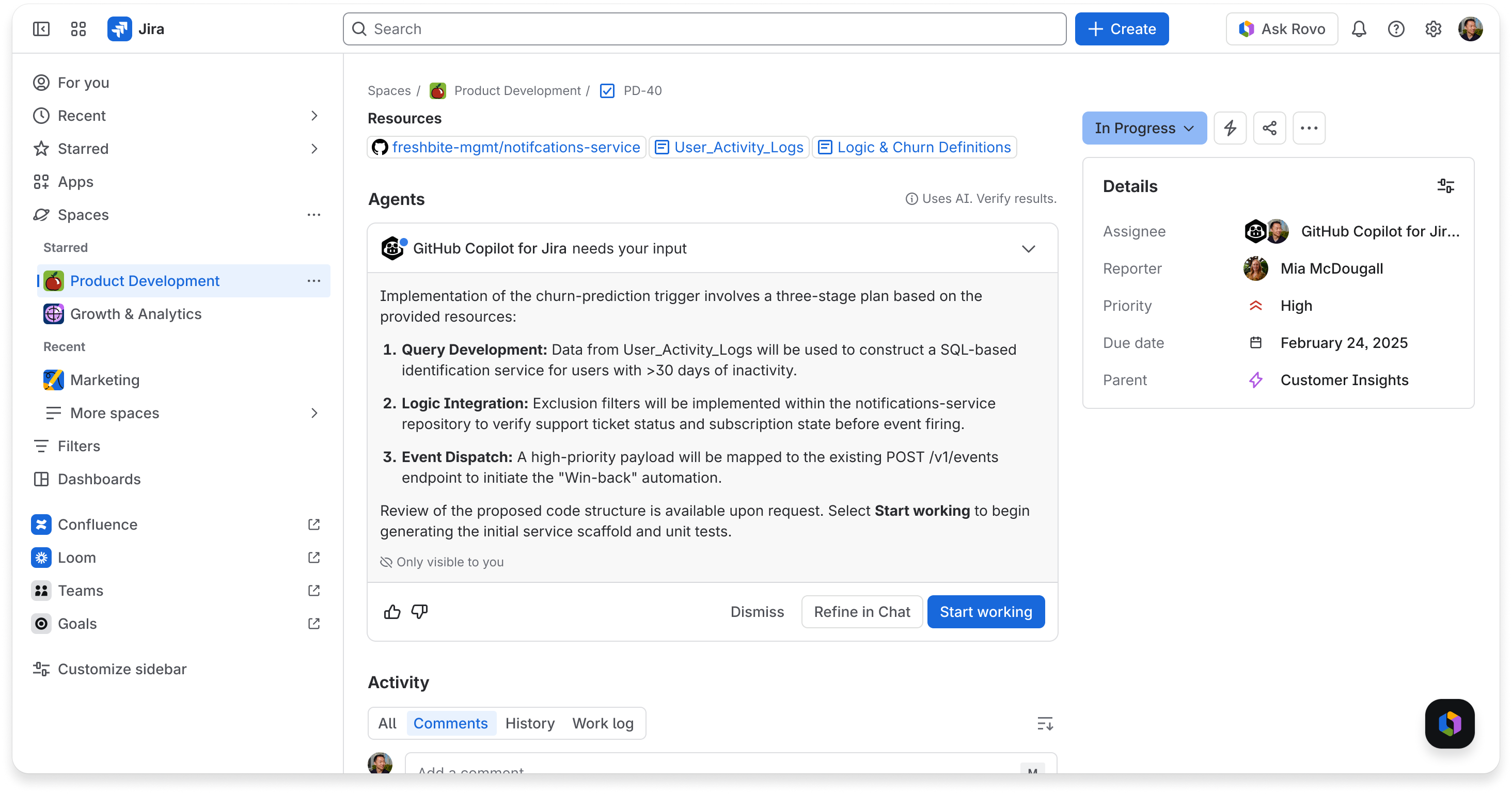 Agent requests input from user