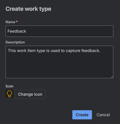 Create work item type in Jira