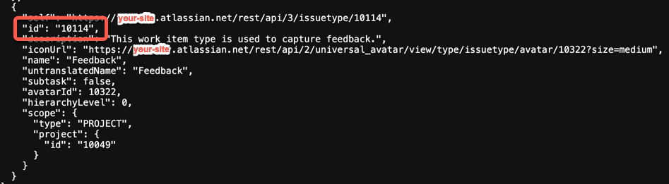 Find the Jira space identifier in feedback project