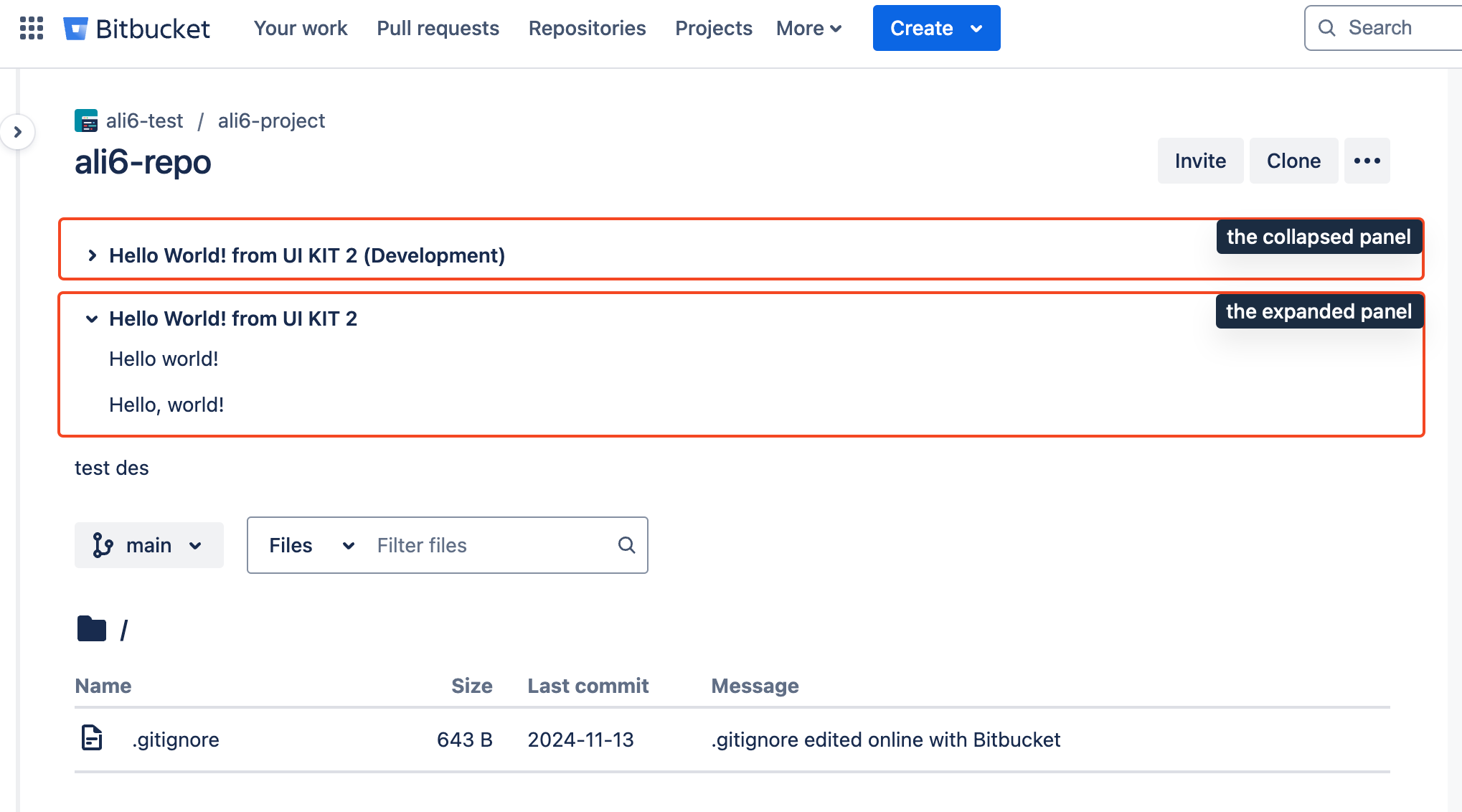 Example of a repository code overview panel