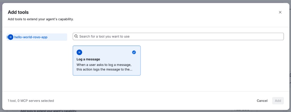 example of adding the tool exposed by your app