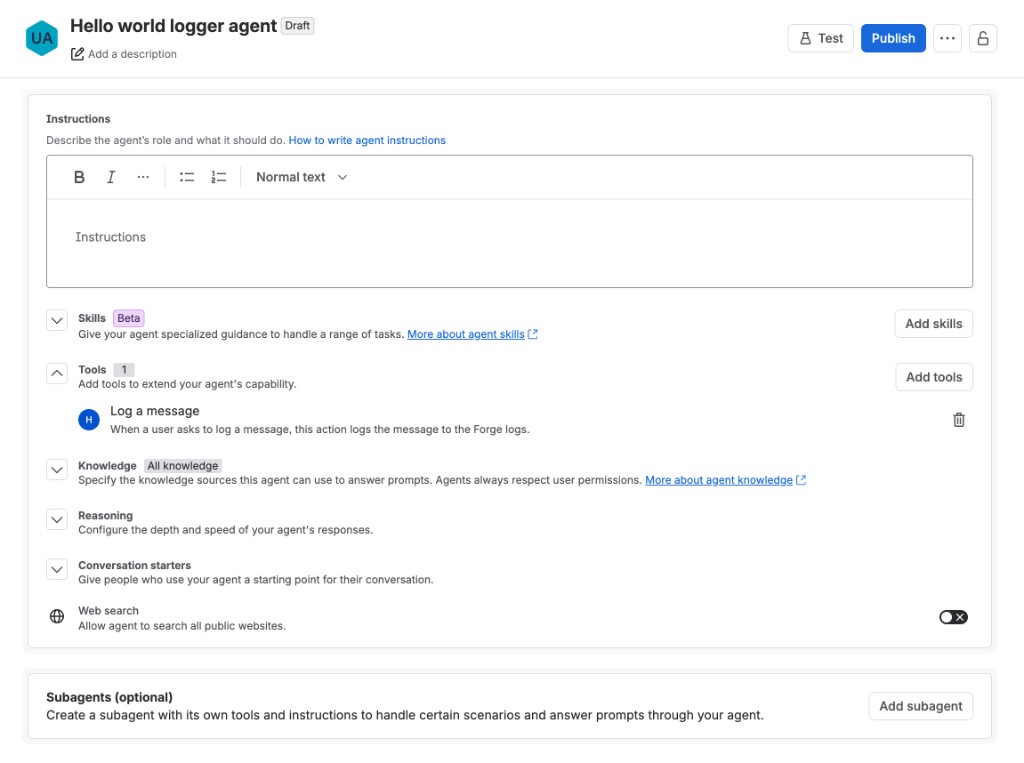 example of the agent with the tool added
