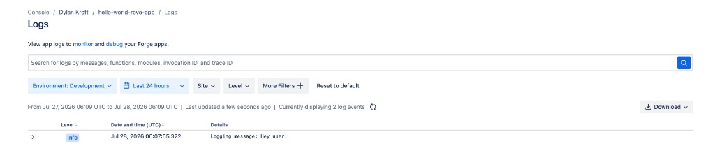 example of your tool creating a Forge log