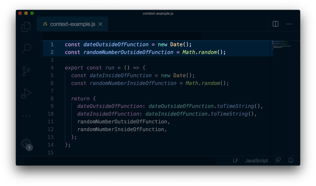 A code editor showing the constants declared in the snapshot context