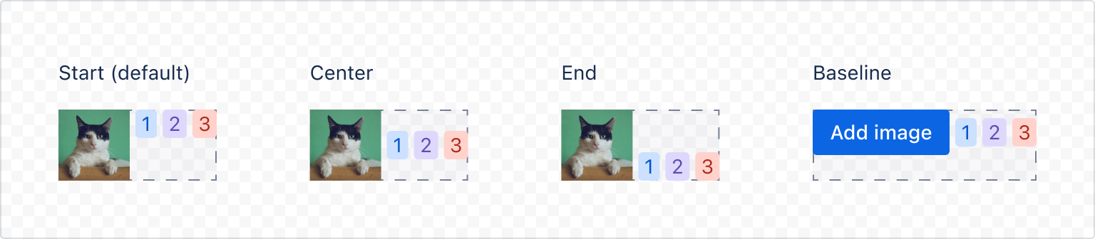 Rendered tags using the alignBlock property with an inline component. The tags are displayed vertically, with equal spacing between them.