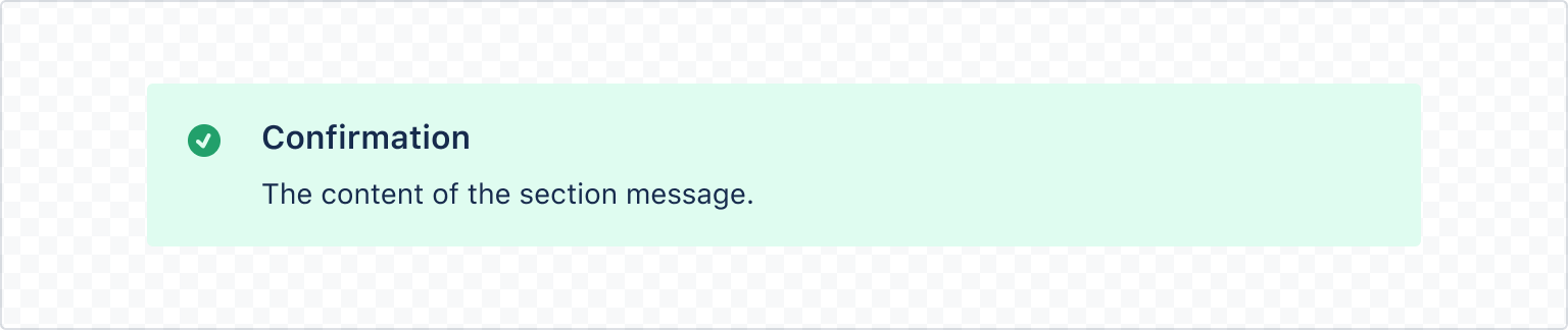 Example image of rendered section confirmation message