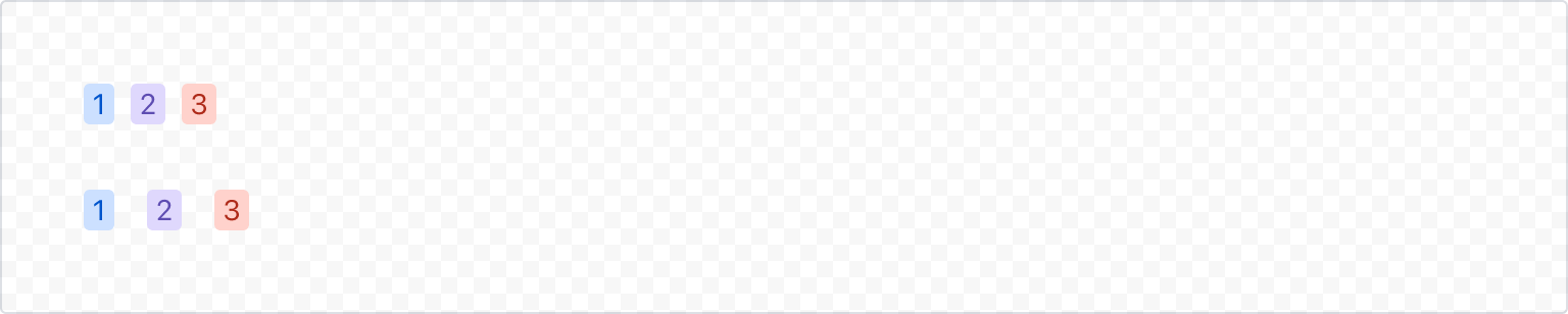 Rendered tags with adjustable spacing with space tokens set to space.100 and space.200 in this example