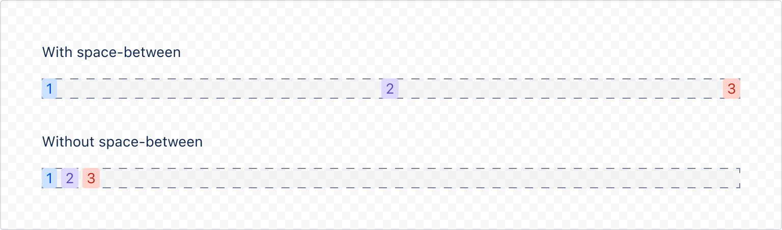 Rendered tag components distributed horizontally using the spread property.